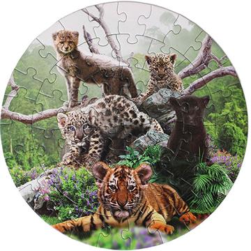 Puzzle Round Wild Cats, 56 pcs