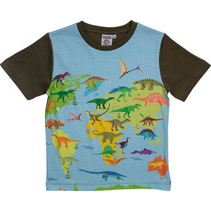 T-shirt World Map Dinosaur 6-7 Years