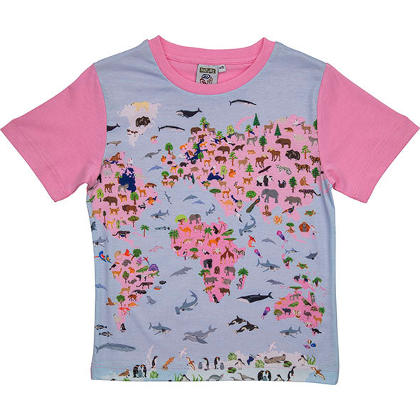 
            
                Load image into Gallery viewer, T-shirt World Map Pink 2-3 Years
            
        
